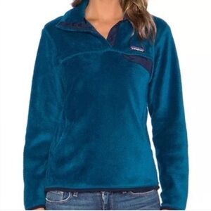 Patagonia Re-Tool Snap-T Fleece Pullover Sweater Blue Women Size Small